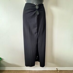 Suzy Shier Black Maxi Skirt with Tie Front and Slit